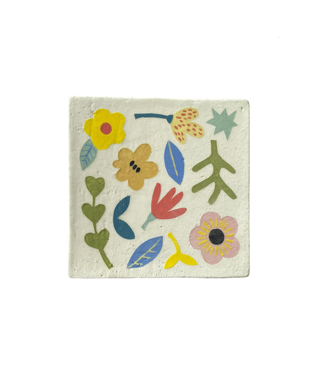 Mattonella in ceramica "Fiori" dipinta a mano